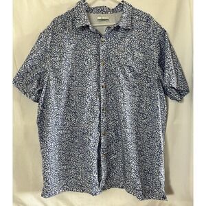 Columbia PFG Shirt Mens XL Blue Geometric Vented Performance Fishing Button Up